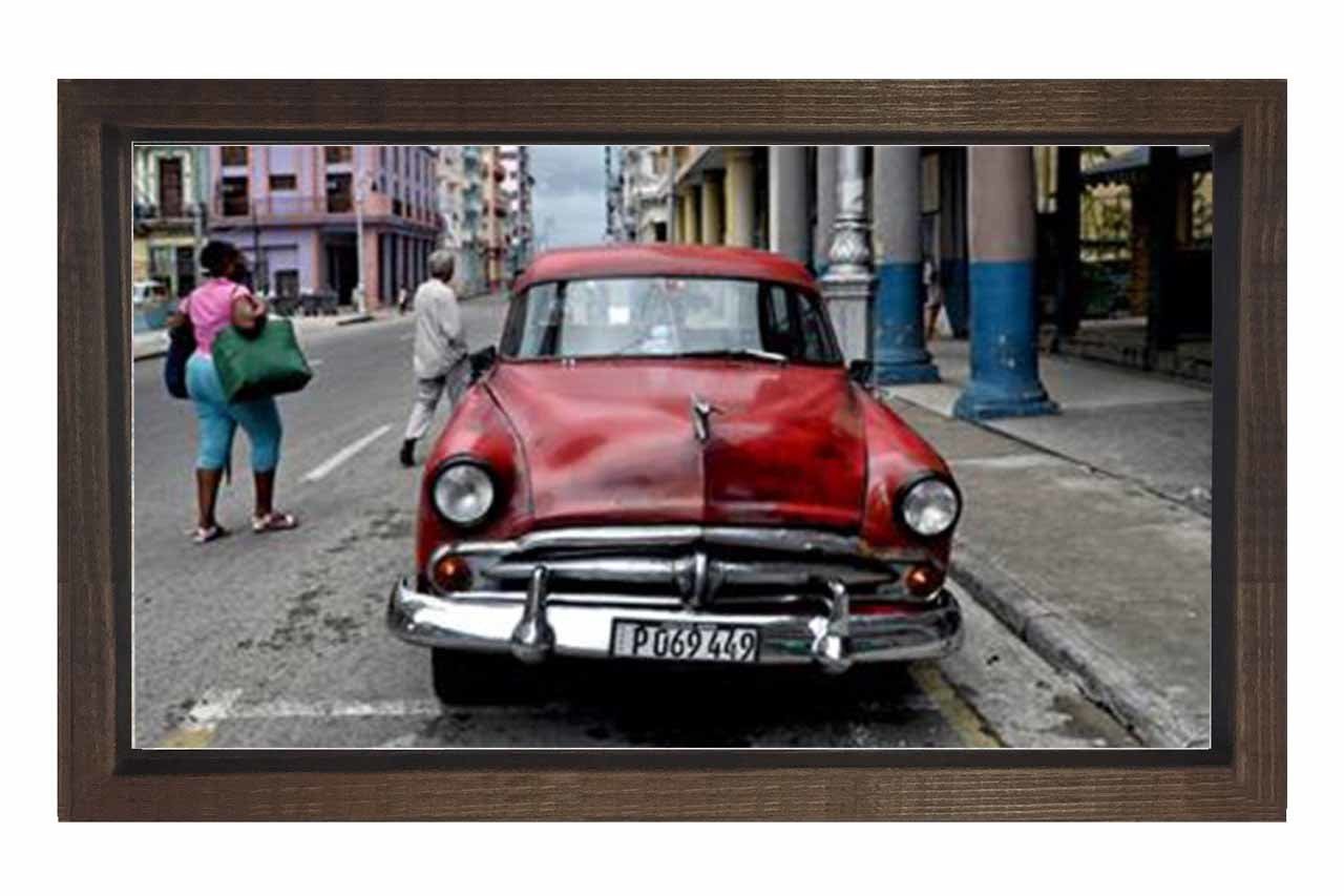 Chevrolet Klasik Araba Tablosu Kahverengi Ahşap - 100x200