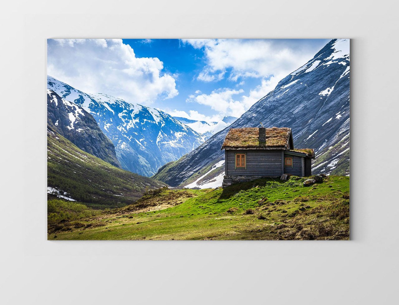 Ev ve Dağ Manzarası Tablosu Çerçevesiz - 40x60