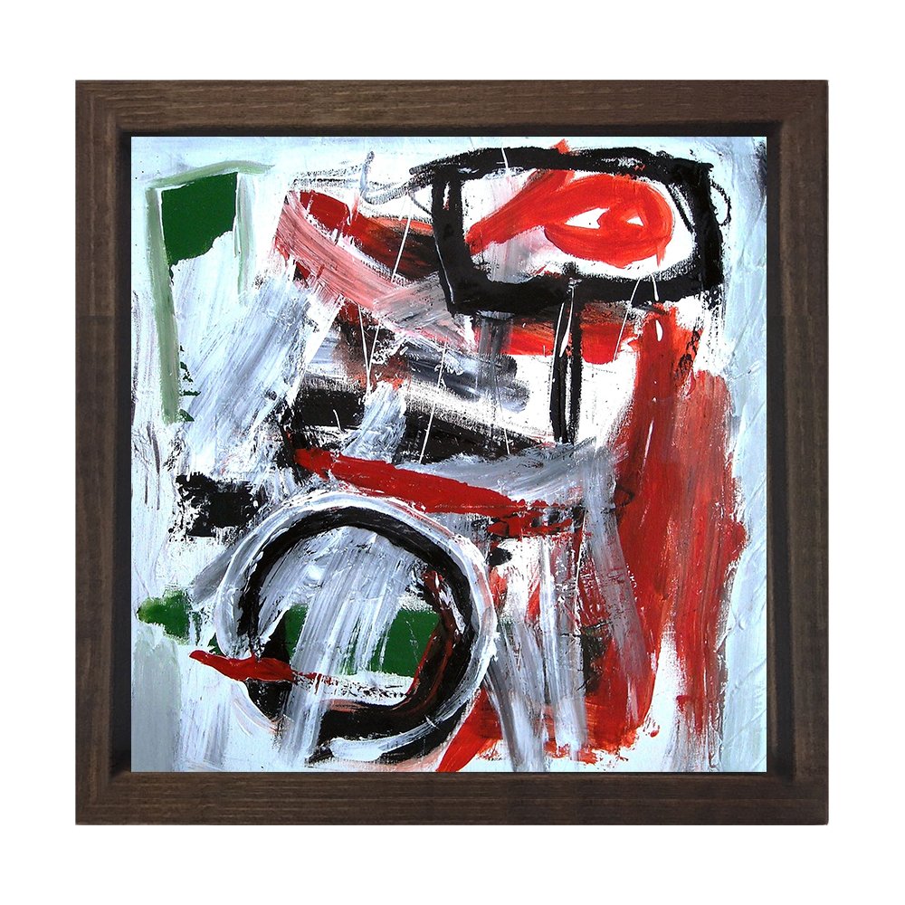 Soyut Reprodüksiyon Tablosu Kahverengi Ahşap Çerçeve - 60x60