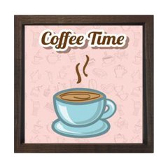 Kahve Zamanı Coffee Time Tablosu Kahverengi Ahşap Çerçeve - 80x80