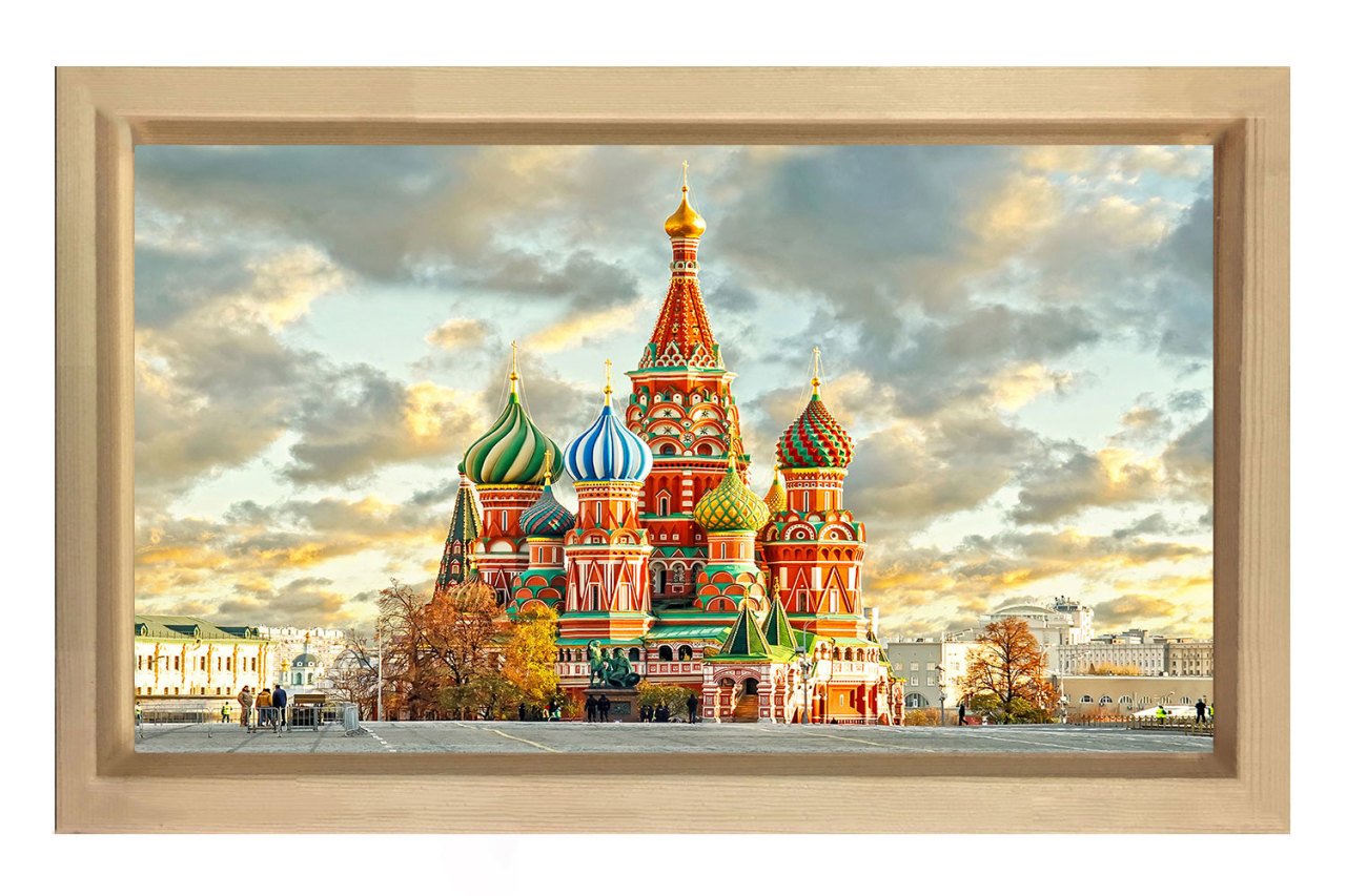 Moskova & St. Petersburg Tablosu Naturel Ahşap Çerçeve - 45x30