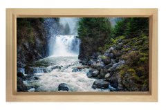 Orman Şelalesi Tablosu Naturel Ahşap Çerçeve - 45x30