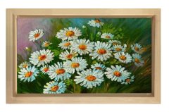 Papatyalılar Tablosu Naturel Ahşap Çerçeve - 50x70