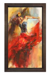 İspanyol Dansçı Tablosu Kahverengi Ahşap Çerçeve - 40x60