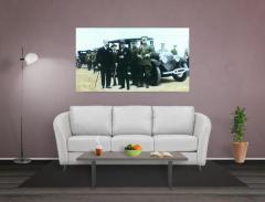 Atatürk ve Heyet Tablosu Siyah Ahşap - 45x30