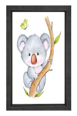 Sevimli Koala Ağaçta Tablosu Siyah Ahşap Çerçeve - 70x100