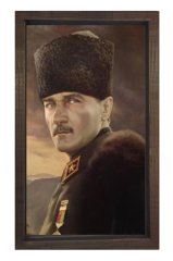 Atatürk Portre Tablosu Kahverengi Ahşap - 100x150