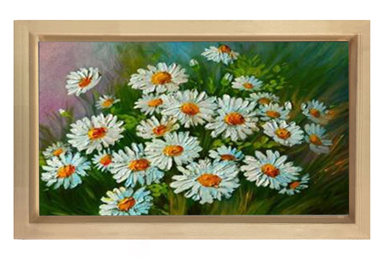 Papatyalılar Tablosu Naturel Ahşap Çerçeve - 70x100