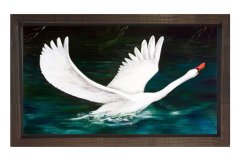 Kuş Tablosu Kahverengi Ahşap Çerçeve - 50x90