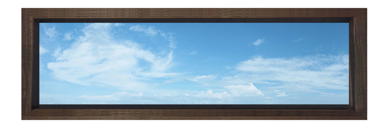 Bulutlar Gökyüzü Tablosu Kahverengi Ahşap Çerçeve - 90x30