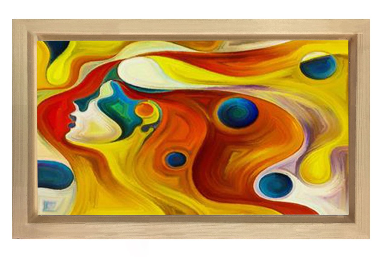 Soyut Reprodüksiyon Tablosu Naturel Ahşap - 45x30