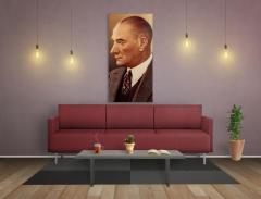Atatürk Tablosu Naturel Ahşap - 50x70