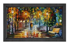 Derinlikli Yolda Aşk Çifti Tablosu Siyah Ahşap - 50x70