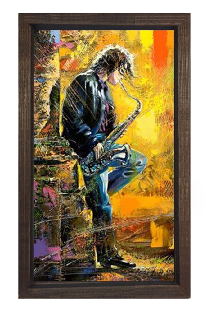 Genç Müzisyen Tablosu Kahverengi Ahşap Çerçeve - 100x150