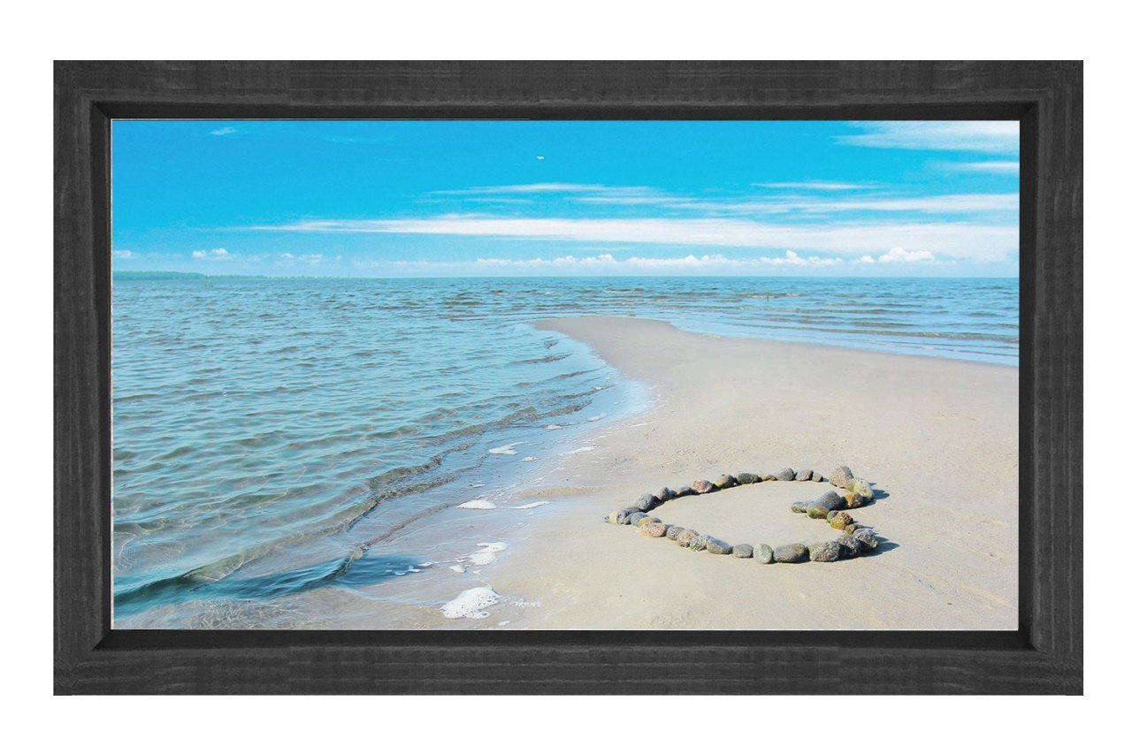 Aşk ve Deniz Kıyısı Tablosu Siyah Ahşap Çerçeve - 50x70