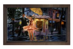 Romantik Gece Tablosu Kahverengi Ahşap - 100x150