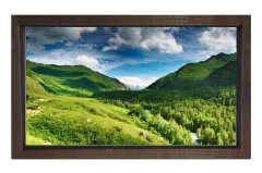 Gökyüzü Ve Yeşil Orman Tablosu Kahverengi Ahşap - 45x30
