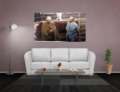 Atatürk ve İran Şahı Tablosu Naturel Ahşap - 50x90