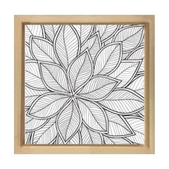 Çiçekli Desen Boyama Tablo Tablosu Naturel Ahşap Çerçeve - 50x50