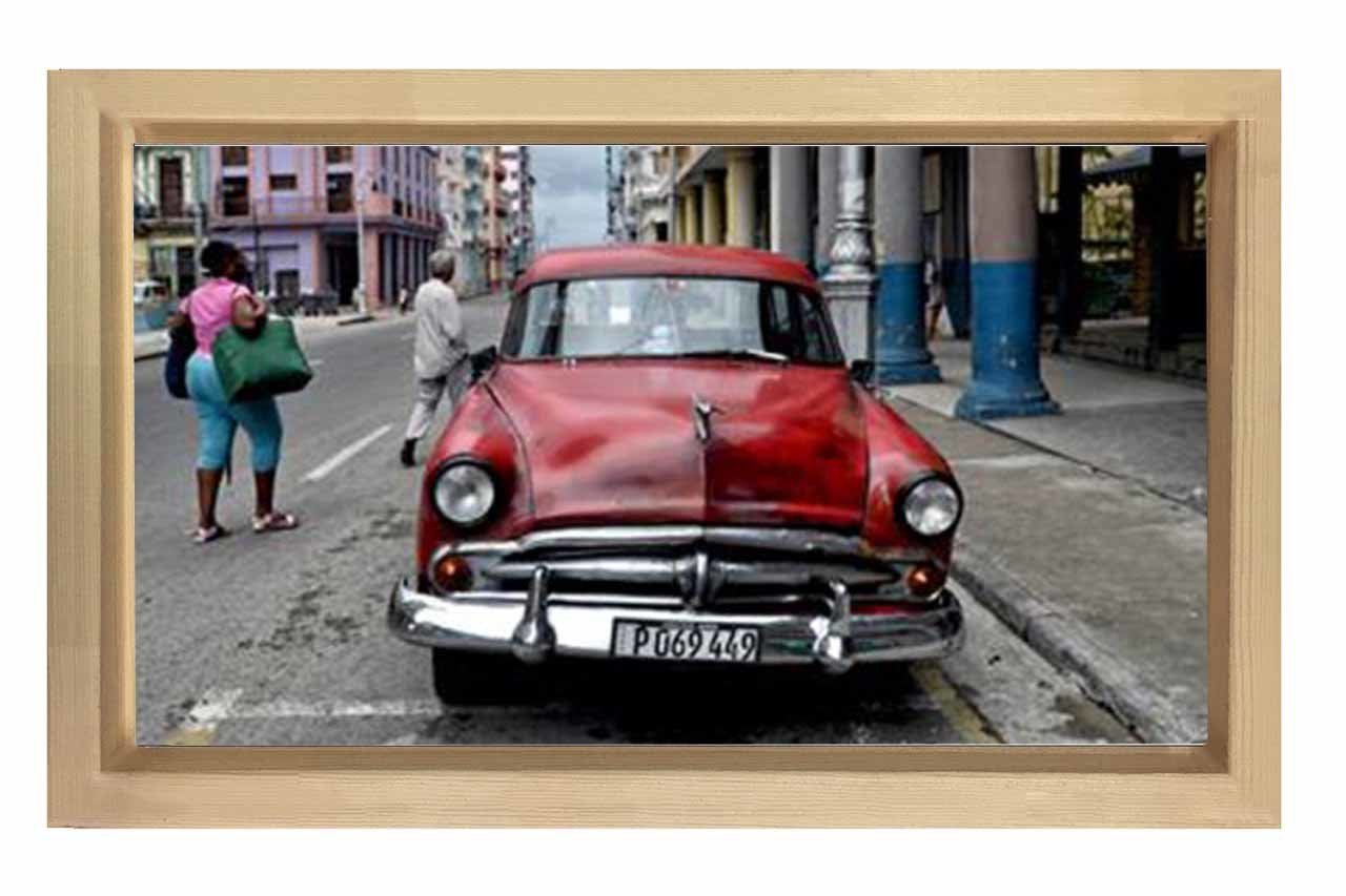 Chevrolet Klasik Araba Tablosu Naturel Ahşap - 40x60
