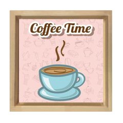 Kahve Zamanı Coffee Time Tablosu Naturel Ahşap Çerçeve - 70x70