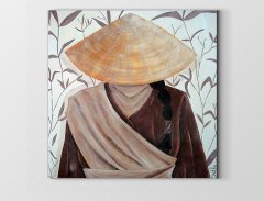 Asyalı Çiftçi Tablosu Çerçevesiz - 100x100