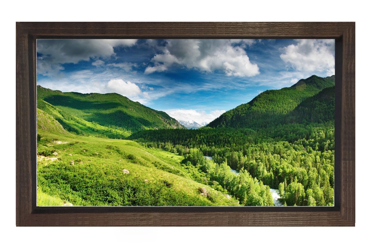 Gökyüzü Ve Yeşil Orman Tablosu Kahverengi Ahşap - 50x90