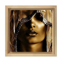 Zenci Kadın Tablosu Naturel Ahşap Çerçeve - 60x60