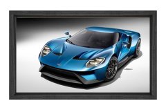 Mavi Ferrari Tablosu Siyah Ahşap Çerçeve - 40x60
