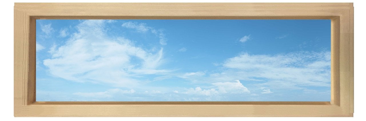 Bulutlar Gökyüzü Tablosu Naturel Ahşap Çerçeve - 90x30