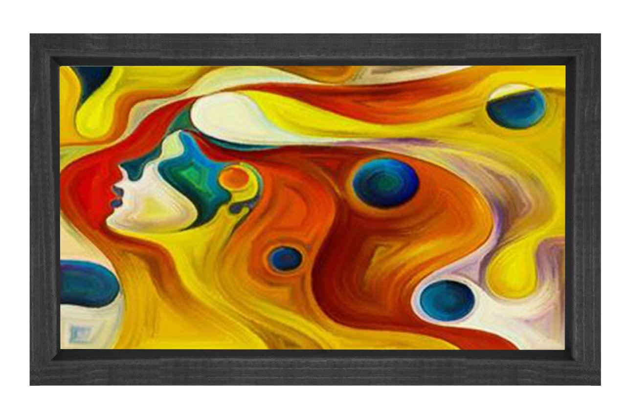 Soyut Reprodüksiyon Tablosu Siyah Ahşap - 100x200