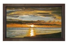 Gün Batımı  Denizi Tablosu Kahverengi Ahşap - 100x200