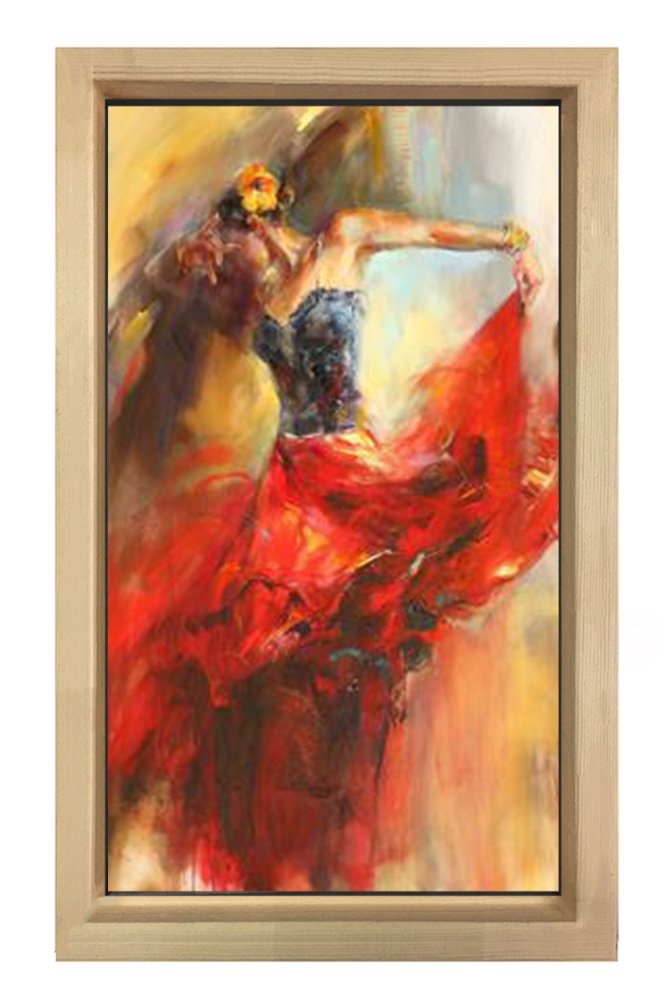 İspanyol Dansçı Tablosu Naturel Ahşap Çerçeve - 50x70