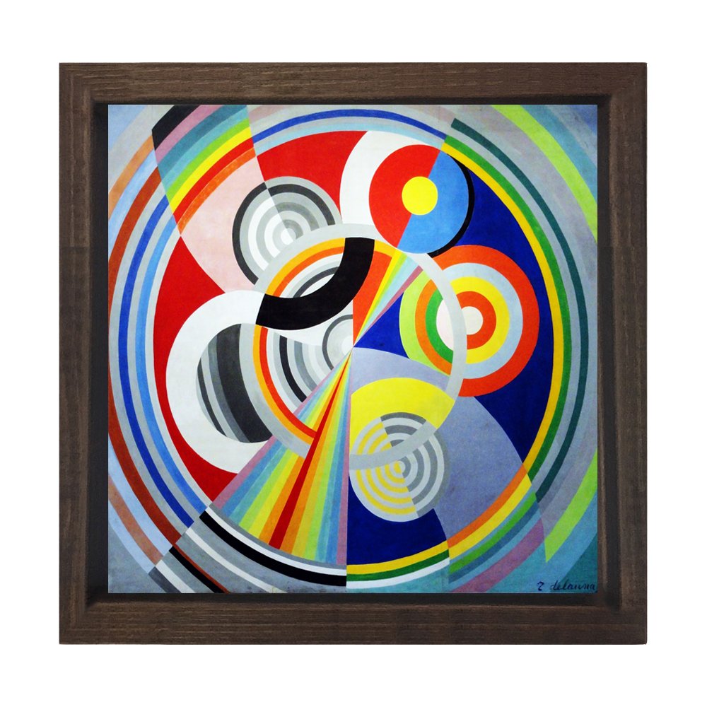 Robert Delaunay soyut scaled tablosu Kahverengi Ahşap Çerçeve - 50x90