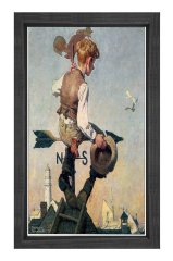 Vintage Çoçuk Yön Tabelası Tablosu Siyah Ahşap Çerçeve - 50x70