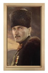 Atatürk Portre Tablosu Naturel Ahşap - 40x60
