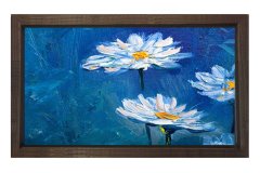 Papatyalar Tablosu Kahverengi Ahşap - 40x60