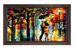 Yağmur Ve Romantizim Tablosu Kahverengi Ahşap - 50x90