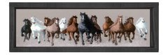 Koşan Atlar Tablosu Siyah Ahşap Çerçeve - 200x70