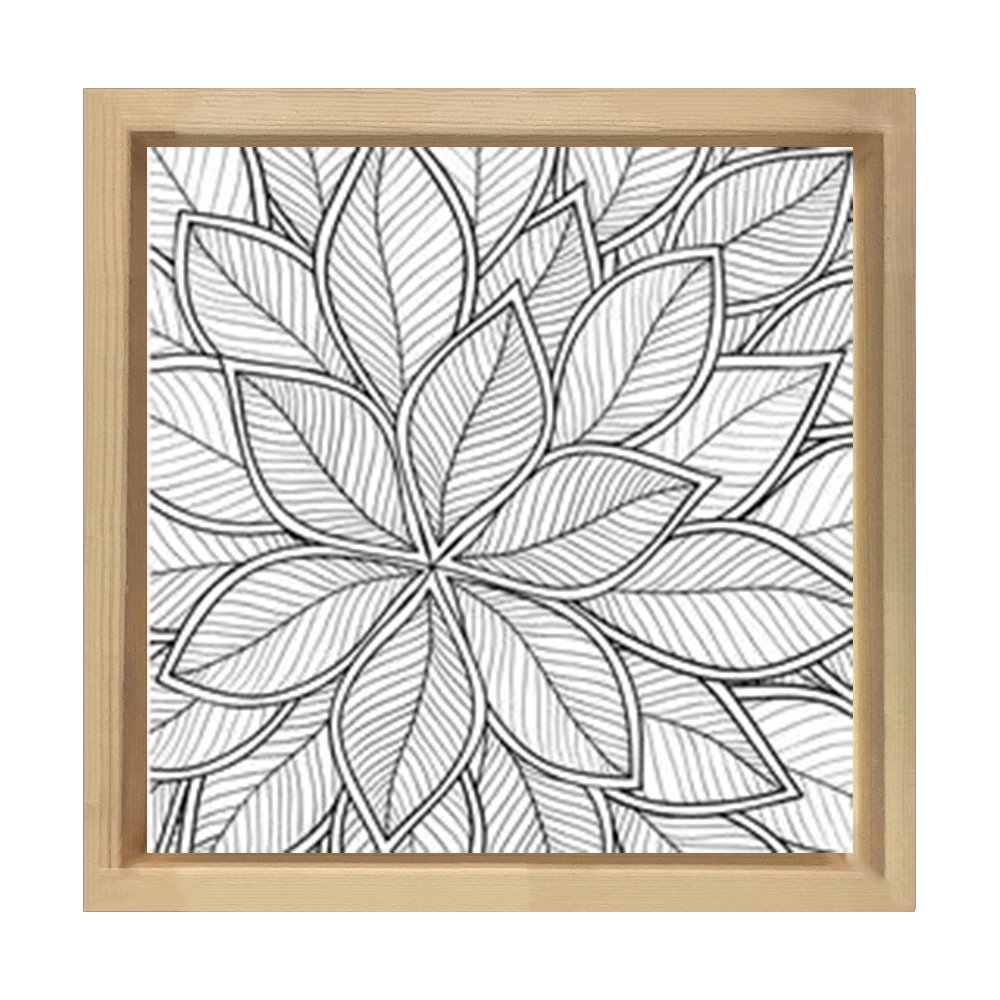 Çiçekli Desen Boyama Tablo Tablosu Naturel Ahşap Çerçeve - 100x100