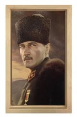 Atatürk Portre Tablosu Naturel Ahşap - 45x30