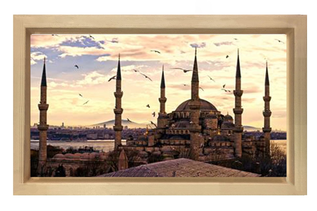 Sultan Ahmet Camii Tablosu Naturel Ahşap Çerçeve - 45x30