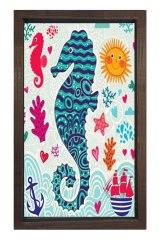 Deniz Atı Tablosu Kahverengi Ahşap Çerçeve - 50x70