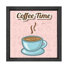 Kahve Zamanı Coffee Time Tablosu Siyah Ahşap Çerçeve - 80x80