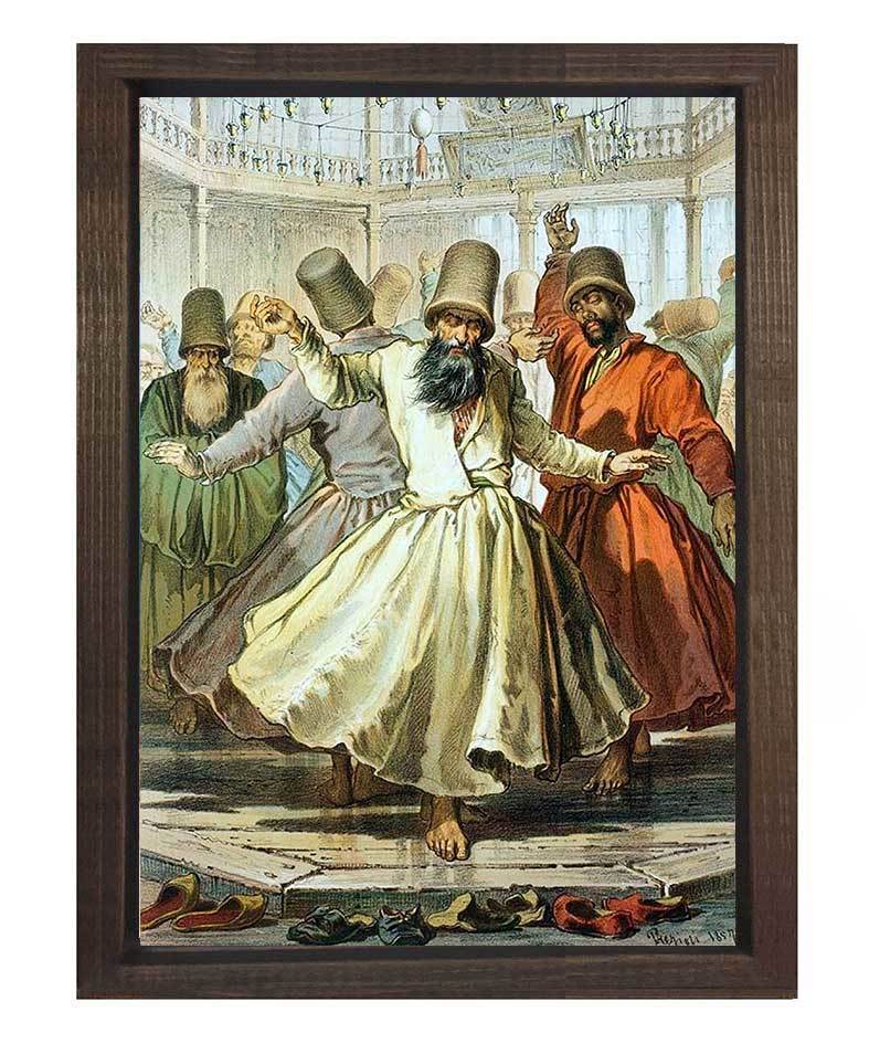 Mevleviler Tablosu Kahverengi Ahşap Çerçeve - 100x150