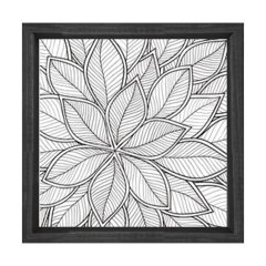 Çiçekli Desen Boyama Tablo Tablosu Siyah Ahşap Çerçeve - 80x80