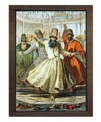 Mevleviler Tablosu Kahverengi Ahşap Çerçeve - 100x200