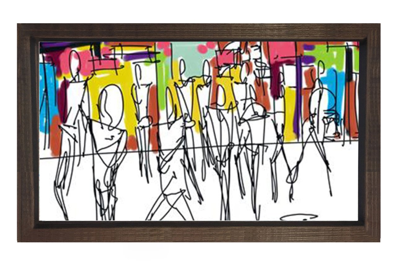 Soyut Reprodüksiyon Tablosu Kahverengi Ahşap - 50x70