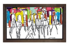 Soyut Reprodüksiyon Tablosu Kahverengi Ahşap - 50x70