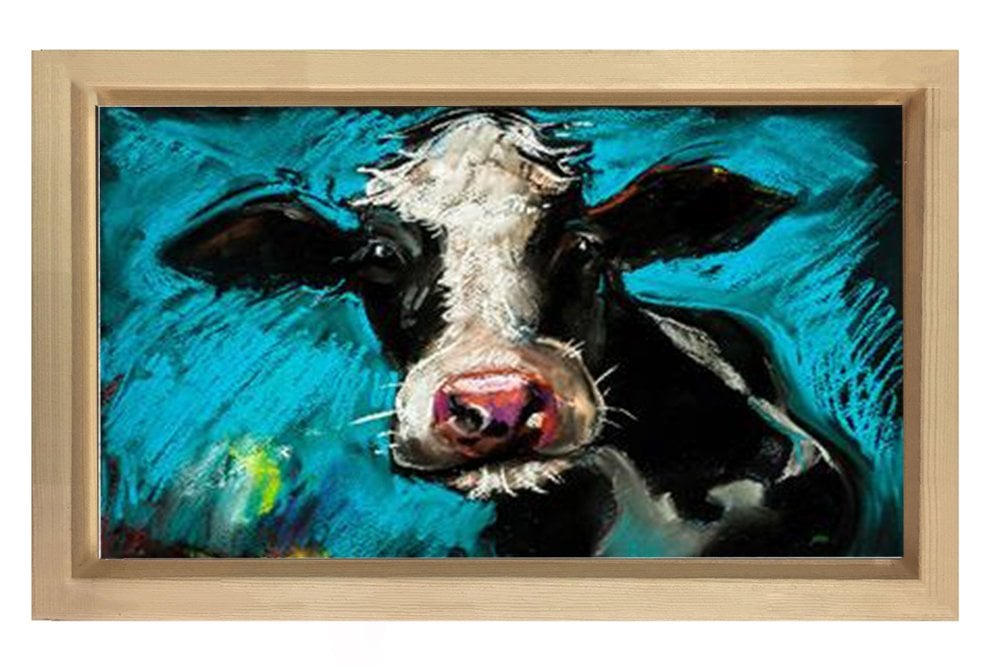 İnek Tablosu Naturel Ahşap - 100x150
